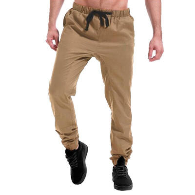 

Male Slim Sports Pants Solid Color Jogging Trousers with Elastic Waist for Men