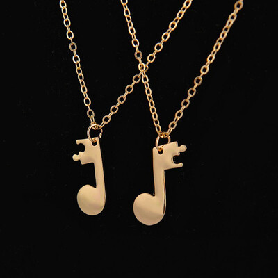 

1 Pair Music Note Pendant Couple Necklaces Long Chain Necklace Jewelry Design