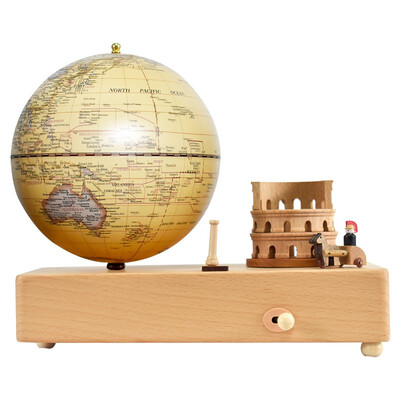 

FUN GLOBE 5 inches 13cm music bell World Globe Rome Holiday Desktop Decoration Office Supplies Holiday Gift antique style