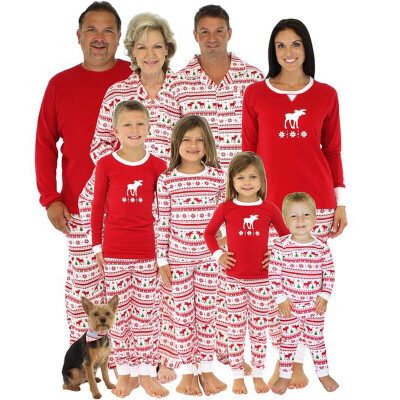 

US STOCK Sleepytime Family Matching Christmas Moose Pajamas Set for The Family