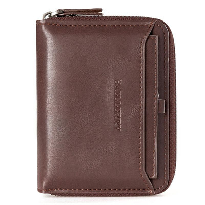 

Men Multifunctional Wallets Short Purse Clutch PU Leather Zipper Solid Credit Card Cover Holder Vintage Organizer