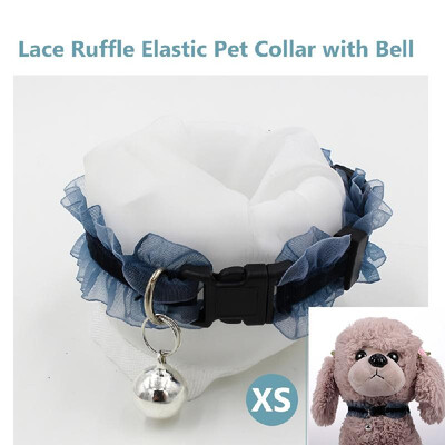 

Pet Collar Lace Ruffle Elastic Collar with Bell Adjustable Cat Collar Soft Fabric Neck Strap with Bell for Dog Puppy Cat Kitty