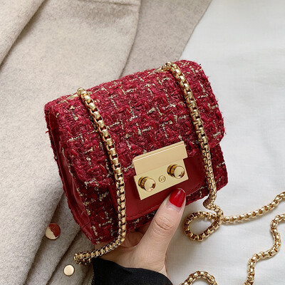 

Womens bag 2019 new fashion Korean version fashion woven chain single shoulder bag slanted small square bag