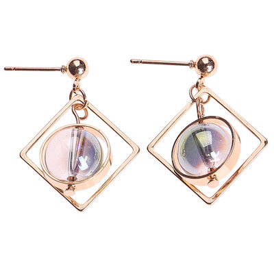 

Extremely Minimalist Fashion Geometry Dazzle Colour Crystal Round Bead Delicate Earrings Earrings Female Jewelry Earring