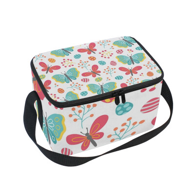 

ALAZA Insulated Lunch Box Butterflys Pattern Lunch Bag for Men Women Portable Tote Bag Cooler Bag