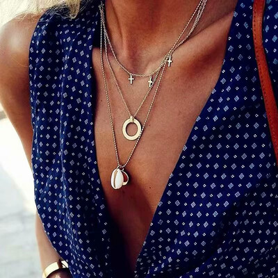 

New Bohemia Multi-layer Gold Metal Alloy Stars Pendant&Necklaces For Women Summer Boho Choker Necklaces Party Wedding Jewelry