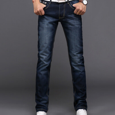 

Gobestart Summer Mens Washed Jeans Business Fashion Casual Trend Trousers