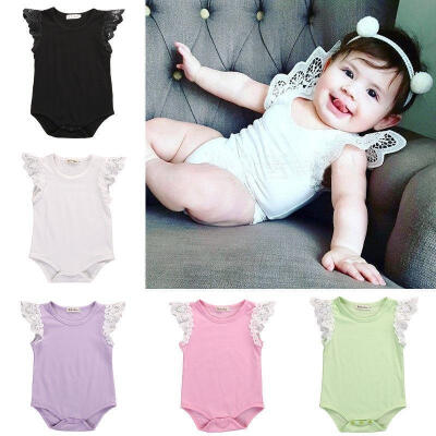 

Newborn Toddler Baby Girl Bodysuit Flying Sleeve Romper Jumpsuit Clothes Outfits