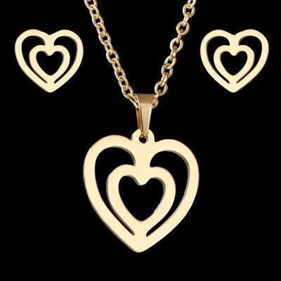 

Charms Jewelry Set Animal Horse Dragonfly Wedding Jewelry set Women Gold-Color Jewelry Stainless Steel Necklace Stud Earrings