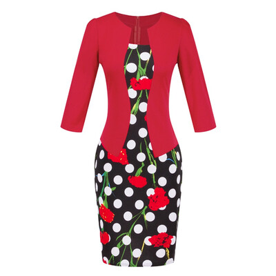 

Tailored Women Colorblock Plaid Wear To Work Business Party Bodycon Formal Sash Dress