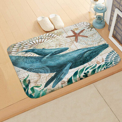 

〖Follure〗Sea Style Non Slip Toilet Polyester Cover Mat Set Bathroom Shower Curtain