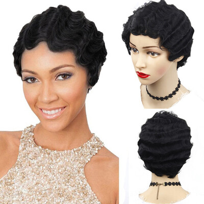 

〖Follure〗Womens Fashion Wig Black Synthetic Hairshort Wigs hair Wave Wig