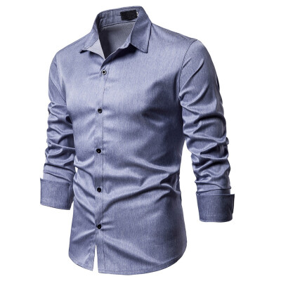 

Tailored Mens Button Slim Fit Turn-Down Collar Long Sleeve Top Blouse Shirt