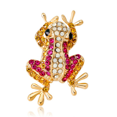 

Rhinestone Animal Frog Brooch Pins Crystal Brooches for Women Decoration Jewelry Clothes Accessories 4 Colors