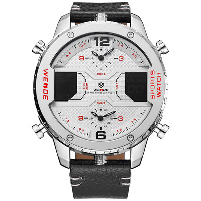 

WEIDE WH6401 Dual Display Two Movement Quartz Digital Men Watch Luminous Sports 3ATM Waterproof 53mm Big Dial Large Face Week Date