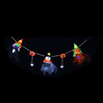 

Cute Happy Halloween Hanging Ornament Witch Pumpkin Bell Banner Party Decoration