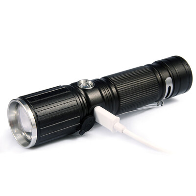 

Saidsome XML T6 LED Flashlight 18650 BatteryUSB RechargeableSide Red LED Lights flashlight lamp
