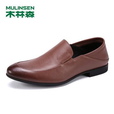 

Mulinsen MULINSEN Korean version of the fashion simple mens shoes first layer soft leather Lok Fu shoes lightweight sets of feet office business casual shoes mens shoes shoes yellow 41 code SS97123
