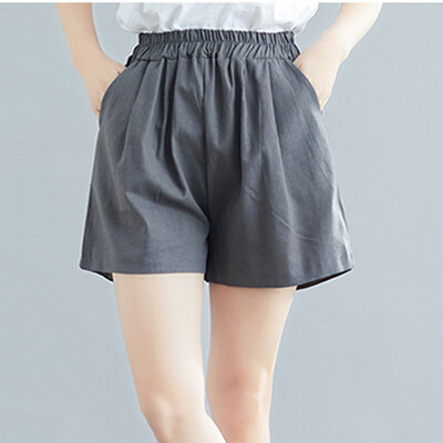 

Tailored Women Casual Cotton Linen Pants Elastic Waist Summer Slim Lady Short Pants