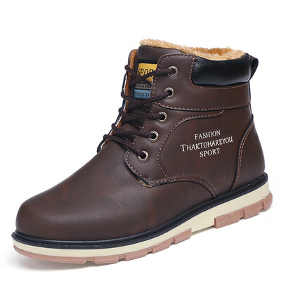 

Mens boots large size Martin boots mens plus velvet warm cotton shoes in the tube short boots fashion non-slip tooling boots