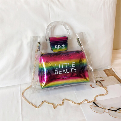 

Tailored Fashion Lady Transparent Jelly Letter Wild Chain Shoulder Bag Messenger Bag