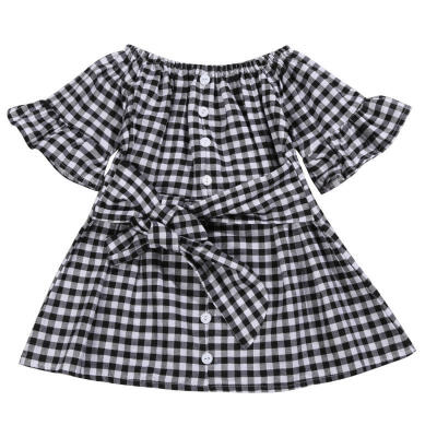 

Toddler Baby Girls Summer Hot Sale Party Dress Plaid Sundress Clothes Age 2-6 Years