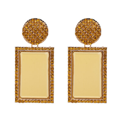 

AOTEMAN 2019 WOMEN brand square geometric dangle earrings for women big Ethnic statement earrings Fashion jewelry
