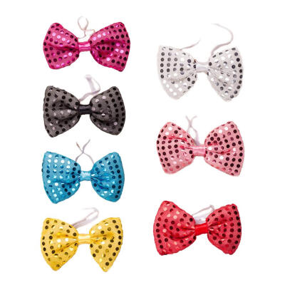 

LED Flashing Bow Tie Necktie Party Lights Sequins Glow Prop Gathering Decor