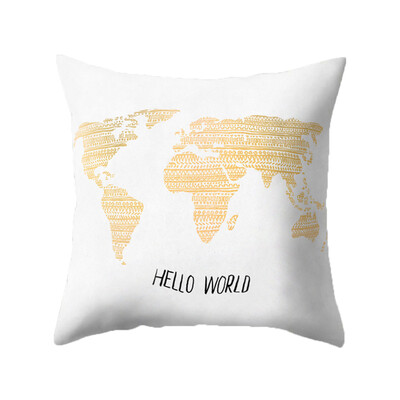 

1818Inch Fashion Modern World Map Square Throw Pillow Case Sofa Cushion Cover Home Decor