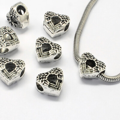 

Alloy European Beads Large Hole Beads Heart Antique Silver 13x145x9mm Hole 5mm