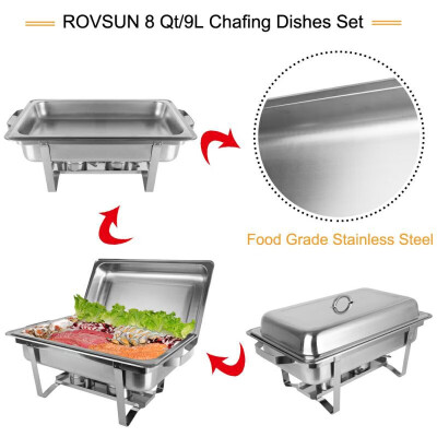 

8 Quart Rectangular Chafing Dish of Stainless Steel Full Size Tray Buffet Catering124 pack