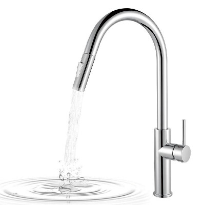 

High Arc Pull Out Faucets 360 Degree Swivel Bathroom Basin Kitchen Sink Faucets Pull Down Sprayer Ceramic Valve Core Brush Nickel