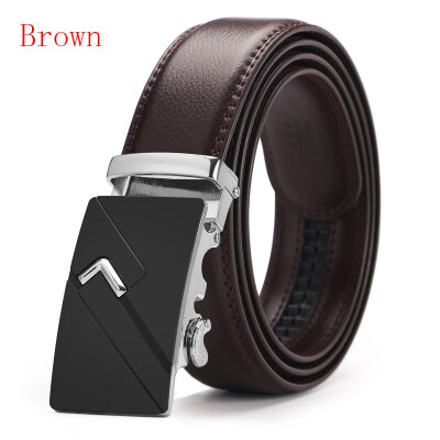 

New Automatic Buckle Cowskin Brown Belt Good Quality Genuine Leather Luxury Strap Male Belts For Men Jeans Wide 110-130cm long