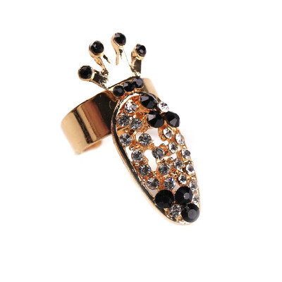 

Women Elegant Bowknot Nail Ring Charm Crown Flower Crystal Finger Nail Rings Hot Items