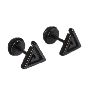 

1pc Unisex Hypoallergenic Maze Triangle Titanium Steel Ear Stud Earring Jewelry
