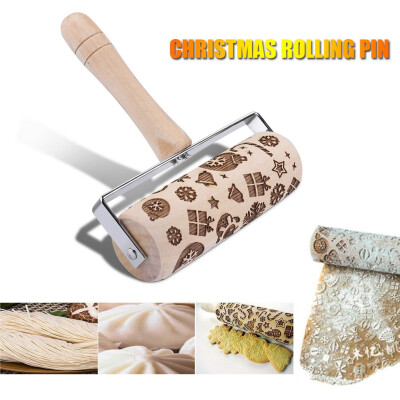 

Siaonvr Embossed Rolling Pin Christmas Wooden Rolling Pins For Baking Embossed Cookies