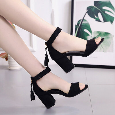 

Korean version of high-heeled sandals with coarse heels