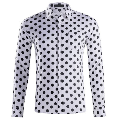 

Toponeto Mens Baggy Beach Hawaiian Print Long Sleeve Button Turn-down Collar Shirts Tops