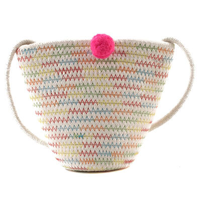

Pompon Decor Shell Bag Women Summer Shoulder Messenger Straw Woven Bags