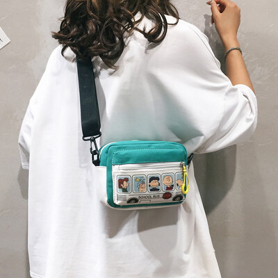 

Net red mini bag handbag summer small fresh fashion canvas bag wild ins foreign cartoon crossbody bag