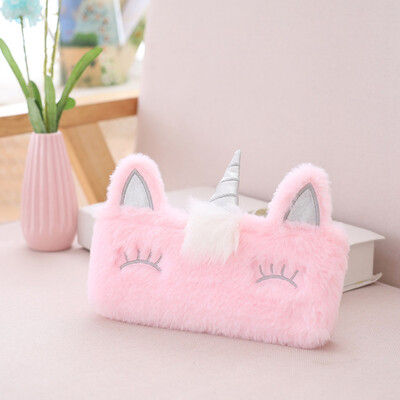 

Cute Unicorn Horn Plush Pencil Case Kids Coin Pouch Storage Zipper Purse Makeup Bag