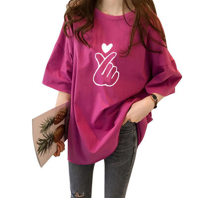 

Korean Women T-Shirts Cartoon Print Short Sleeve Tees Student Loose Tops