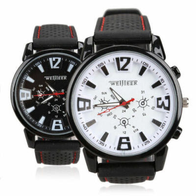 

Fashion Mens Black Leather Stainless Steel Military Sport Quartz Wrist Watch