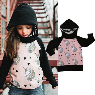 

US Girls Unicorn Clothes Kids Girl Sweatshirt Hoodies Jacket Coat Outerwear 1-5T