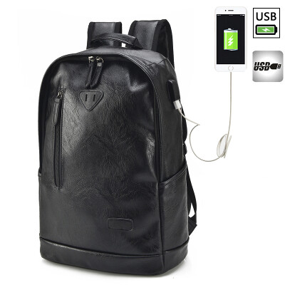 

Mens Backpack Shoulder Bag Cortex Fashion PU Leather Students Backpack Leisure Travel Bag Korean Edition