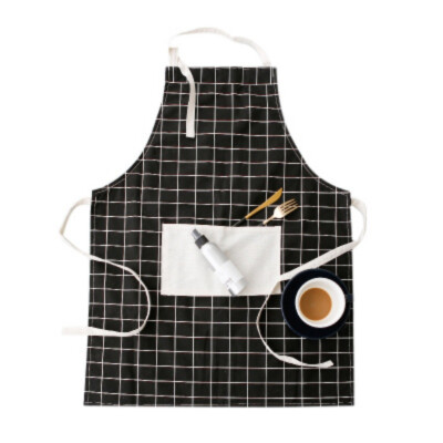 

The New Japanese Cotton Cotton Linen Apron Cute Simple Lace Side Double Pocket Home Kitchen Apron