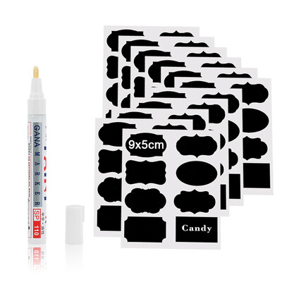 

88pcs Reusable Stickers Label with Oily Pen Wall Sticker Use On Candy Jam Jars Kitchen Snack Nut Container