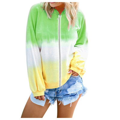

Toponeto Womens Casual O-Neck Gradient Contrast Color Long Sleeve Top Blouse Coat