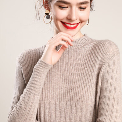 

QIANMUCHUN Womens Half High Collar Sucker Slim Cashmere woolen sweater 5785