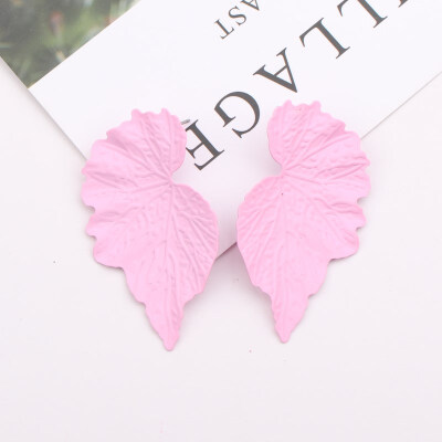 

E1022 Big Leaf Flower Hanging Earrings Statement Metal Painted Earrings For Women Wholesale Jewelry Accessories Pendientes Mujer